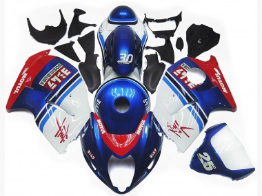 1997-2007 Blue and White Custom with Red Suzuki GSXR 1300 Fairings for Sale