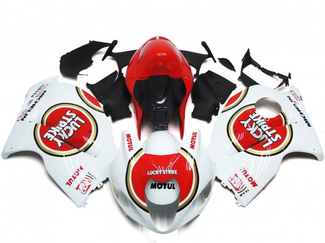 1997-2007 Red Lucky Strike Style Suzuki GSXR 1300 Fairings for Sale