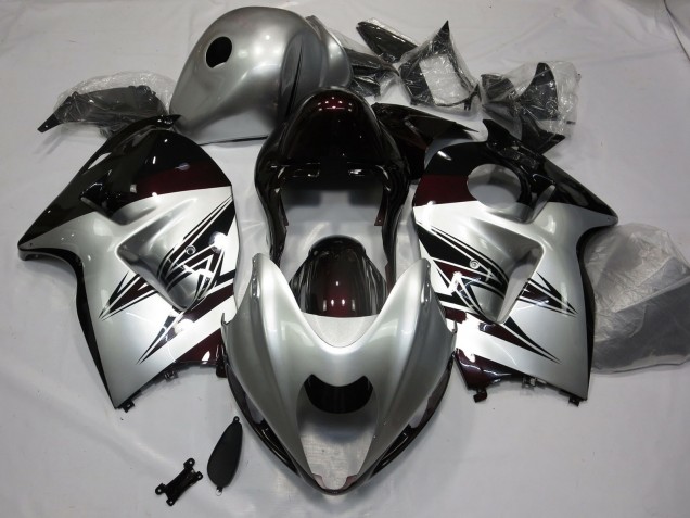 1997-2007 Silver and Dark Red Suzuki GSXR 1300 Fairings for Sale