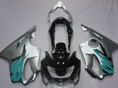 1999-2000 Gloss Silver & Teal Honda CBR600 F4 Fairings for Sale