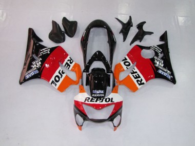 1999-2000 Repsol Red Orange and Black Honda CBR600 F4 Fairings for Sale