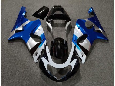 2000-2002 Gloss Blue and Silver OEM Suzuki GSXR 1000 Fairings for Sale