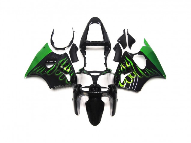 2000-2002 Gloss Green Flame Plain Kawasaki ZX6R Fairings for Sale