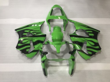 2000-2002 Green & Black Flame Kawasaki ZX6R Fairings for Sale