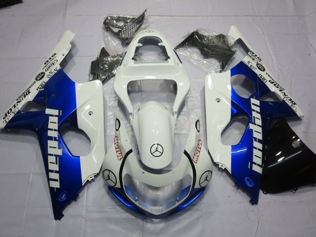 2000-2002 Jordan Blue and White Suzuki GSXR 1000 Fairings for Sale