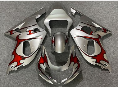 2001-2003 Gloss Silver & Red Suzuki GSXR 600-750 Fairings for Sale