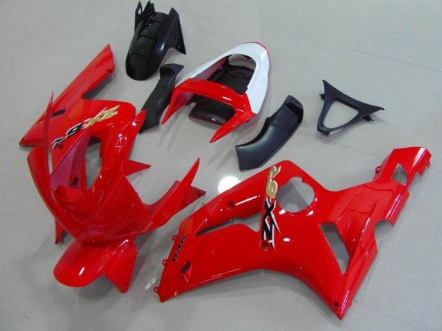 2003-2004 Red and White Kawasaki ZX6R Fairings for Sale