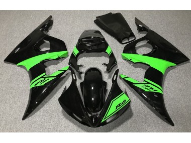 2003-2005 Gloss Black and Green Yamaha R6 Fairings for Sale