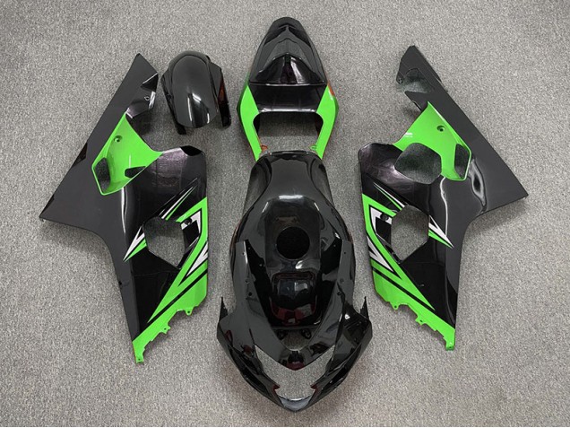 2004-2005 Gloss Black and Green Suzuki GSXR 600-750 Fairings for Sale