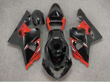 2004-2005 Gloss Black and Red Suzuki GSXR 600-750 Fairings for Sale