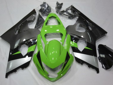 2004-2005 Green and Silver Suzuki GSXR 600-750 Fairings for Sale