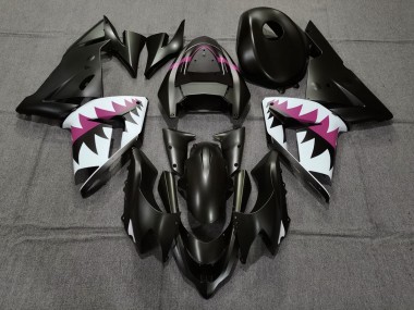 2004-2005 copy of Matte Black and Pink Shark Kawasaki ZX10R Fairings for Sale