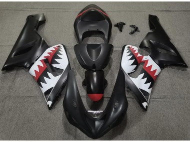 2005-2006 Matte Black Shark Kawasaki ZX6R Fairings for Sale