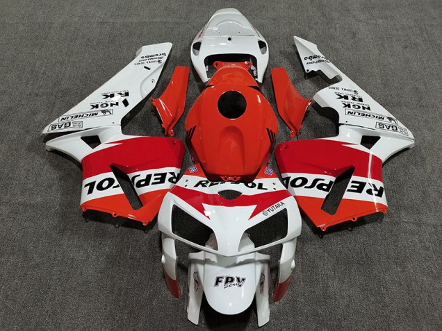 2005-2006 White Red and Orange Repsol Honda CBR600RR Fairings for Sale