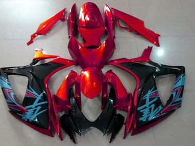 2006-2007 Gloss Red & Black Suzuki GSXR 600-750 Fairings for Sale