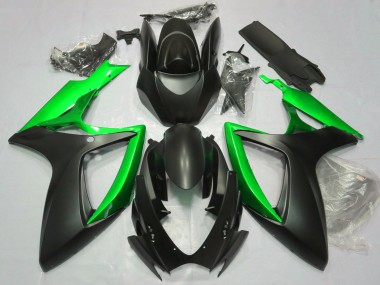 2006-2007 Matte Black & Green Suzuki GSXR 600-750 Fairings for Sale