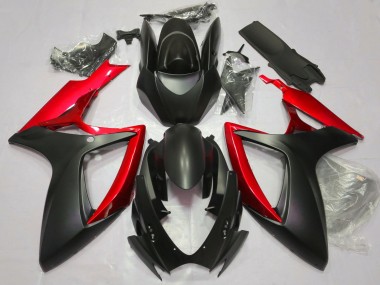 2006-2007 Matte Black & Red Suzuki GSXR 600-750 Fairings for Sale