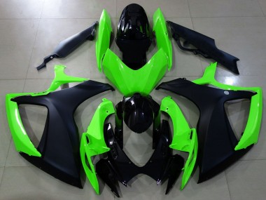 2006-2007 Matte Black and Green Suzuki GSXR 600-750 Fairings for Sale