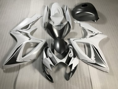 2006-2007 Matte White and Grey Suzuki GSXR 600-750 Fairings for Sale