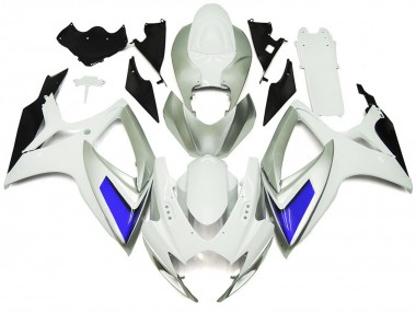 2006-2007 Silver White and Blue Gloss Style Suzuki GSXR 600-750 Fairings for Sale