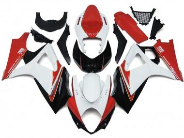 2007-2008 Custom Red and White with Black Suzuki GSXR 1000 Fairings for Sale