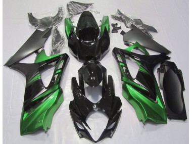 2007-2008 Gloss Black and Green Suzuki GSXR 1000 Fairings for Sale