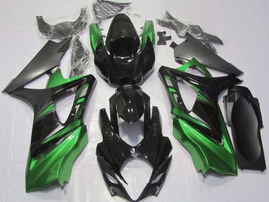 2007-2008 Gloss Black and Green Suzuki GSXR 1000 Fairings for Sale