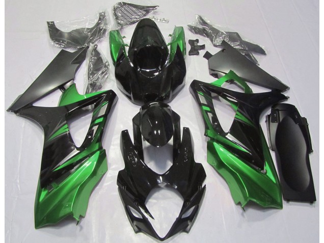 2007-2008 Gloss Black and Green Suzuki GSXR 1000 Fairings for Sale