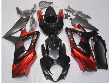 2007-2008 Gloss Black and Red Suzuki GSXR 1000 Fairings for Sale