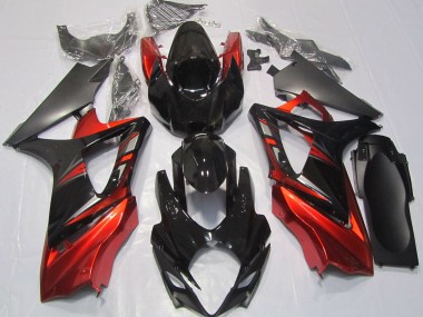 2007-2008 Gloss Black and Red Suzuki GSXR 1000 Fairings for Sale