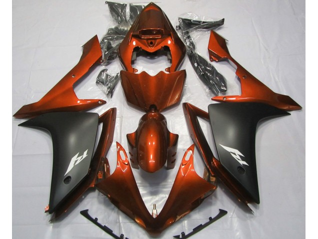 2007-2008 Gloss Orange and Black Yamaha R1 Fairings for Sale