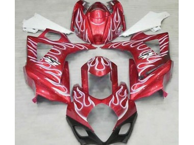 2007-2008 Gloss Red and White Flame Suzuki GSXR 1000 Fairings for Sale