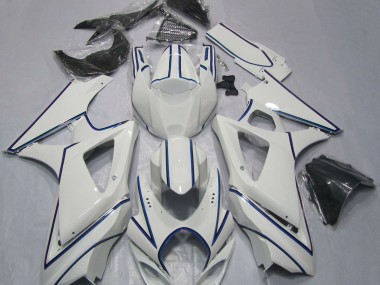 2007-2008 Gloss White Blue Pin Stripe Suzuki GSXR 1000 Fairings for Sale