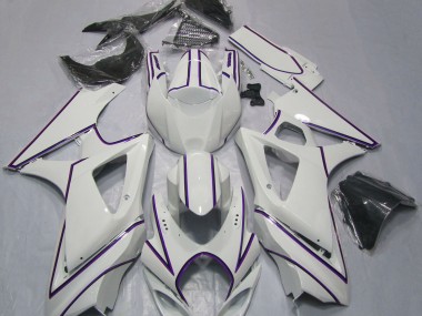 2007-2008 Gloss White Purple Pin Stripe Suzuki GSXR 1000 Fairings for Sale