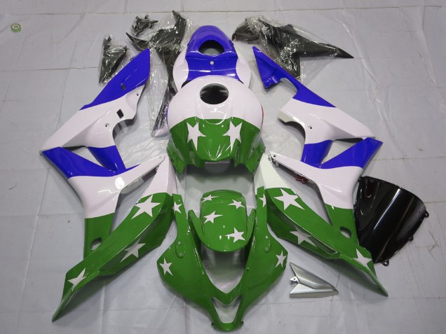 2007-2008 Green and Blue Stars and Stripes Honda CBR600RR Fairings for Sale