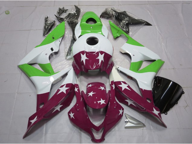 2007-2008 Green and Maroon Stars and Stripes Honda CBR600RR Fairings for Sale