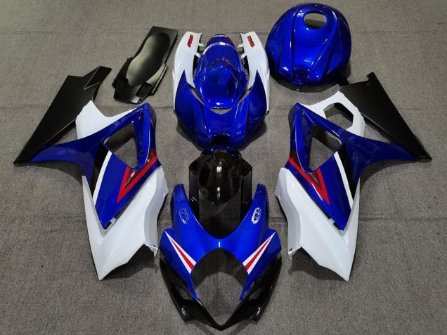 2007-2008 OEM Style Gloss Blue and White Suzuki GSXR 1000 Fairings for Sale