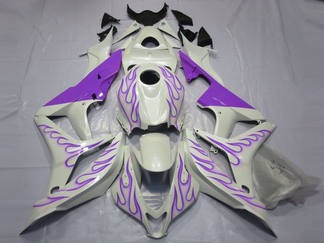 2007-2008 Purple Flame on White Honda CBR600RR Fairings for Sale