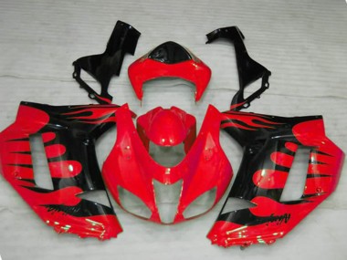 2007-2008 Red Flame Kawasaki ZX6R Fairings for Sale