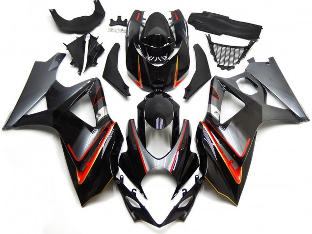 2007-2008 Silver and Black with Red Suzuki GSXR 1000 Fairings for Sale