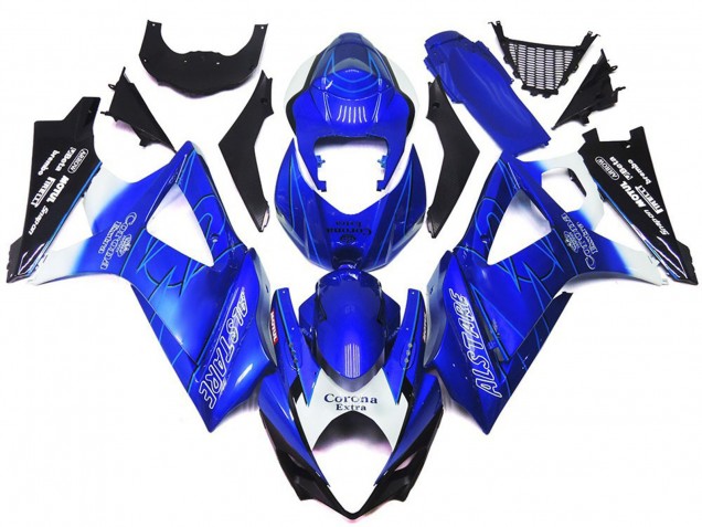 2007-2008 Vibrant Blue with White Corona Suzuki GSXR 1000 Fairings for Sale