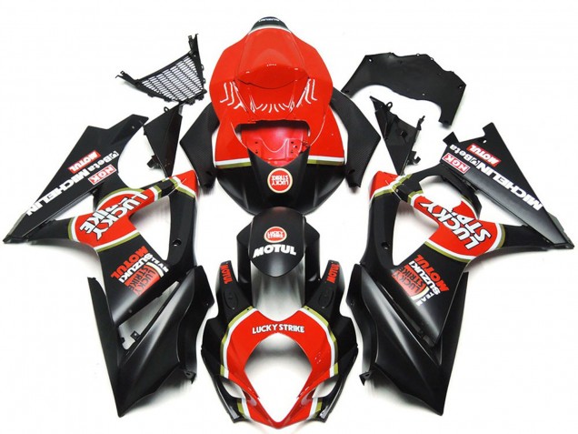 2007-2008 Vibrant Matte Black Custom Lucky Strike Suzuki GSXR 1000 Fairings for Sale