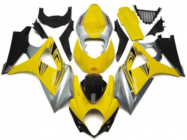 2007-2008 Yellow and Silver OEM Style Suzuki GSXR 1000 Fairings for Sale