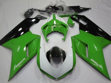 2007-2012 Gloss Green & White Ducati 848 1098 1198 Fairings for Sale