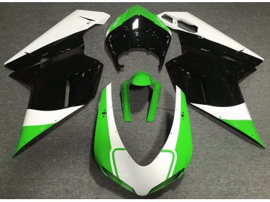 2007-2012 Gloss Green White and Black Ducati 848 1098 1198 Fairings for Sale