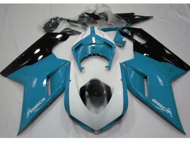 2007-2012 Gloss Light Blue & White Ducati 848 1098 1198 Fairings for Sale