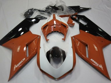 2007-2012 Gloss Orange & White Ducati 848 1098 1198 Fairings for Sale