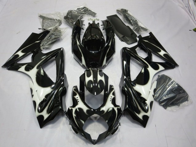 2008-2010 Black and White Design Suzuki GSXR 600-750 Fairings for Sale