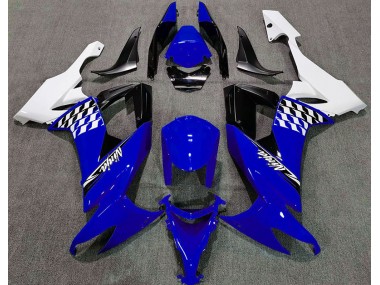 2008-2010 Gloss Blue and White Kawasaki ZX10R Fairings for Sale