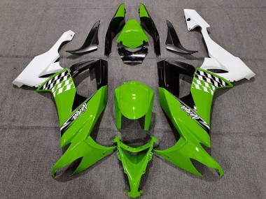 2008-2010 Green and White Cheq Kawasaki ZX10R Fairings for Sale